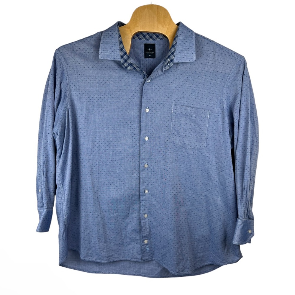 Tailorbyrd  Men’s Flip‎ Cuff Long Sleeve Button Up Shirt Blue Size 3X